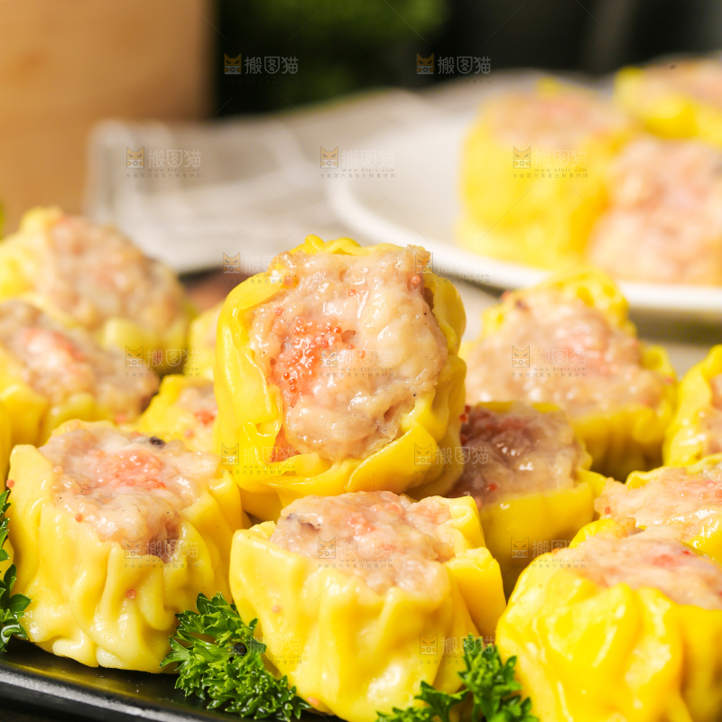 深底上的虾肉烧卖