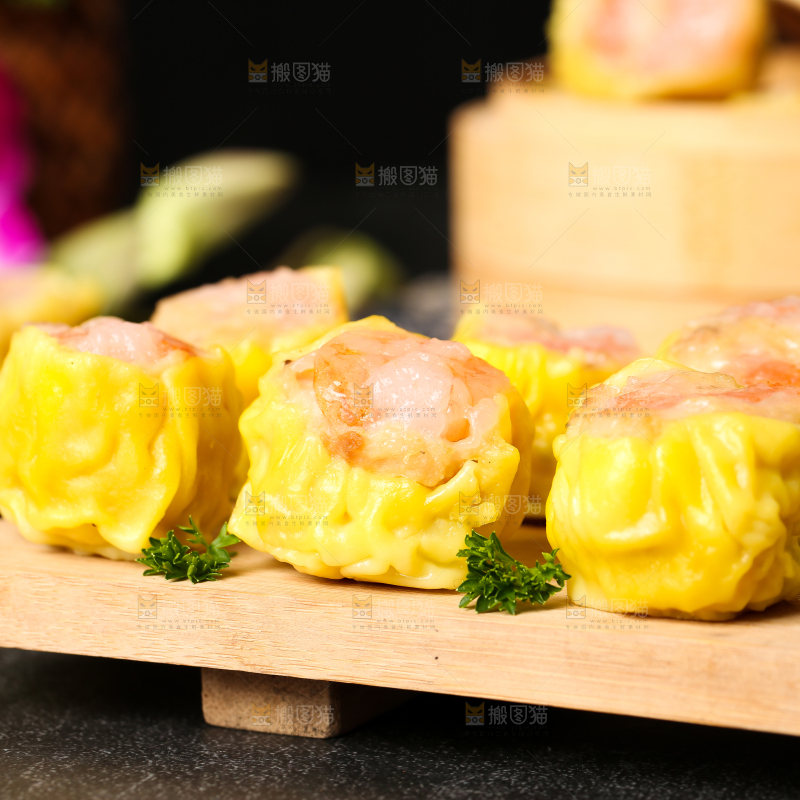 深底上的虾肉烧卖