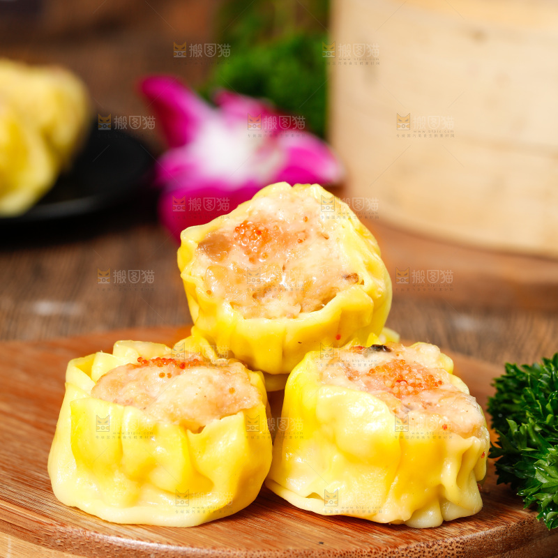 深底上的虾肉烧卖