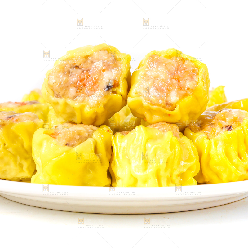 白底上的虾肉烧卖