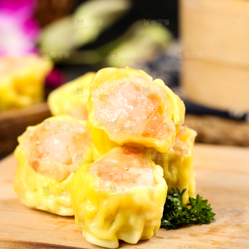 深底上的虾肉烧卖