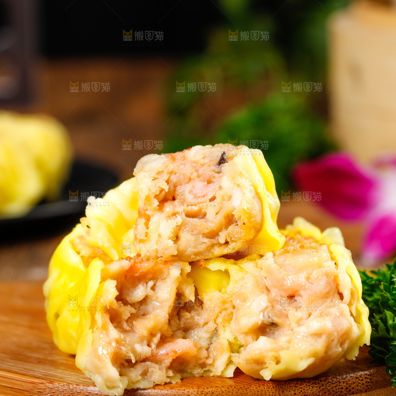 深底上的虾肉烧卖