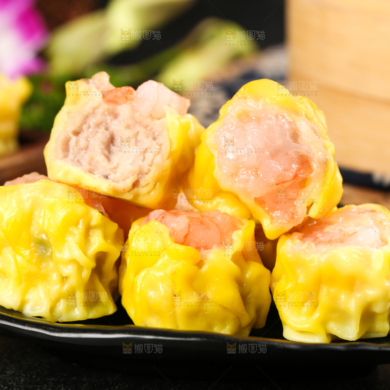 深底上的虾肉烧卖