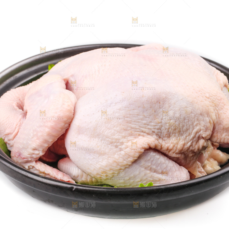 白底上的生鲜鸡肉