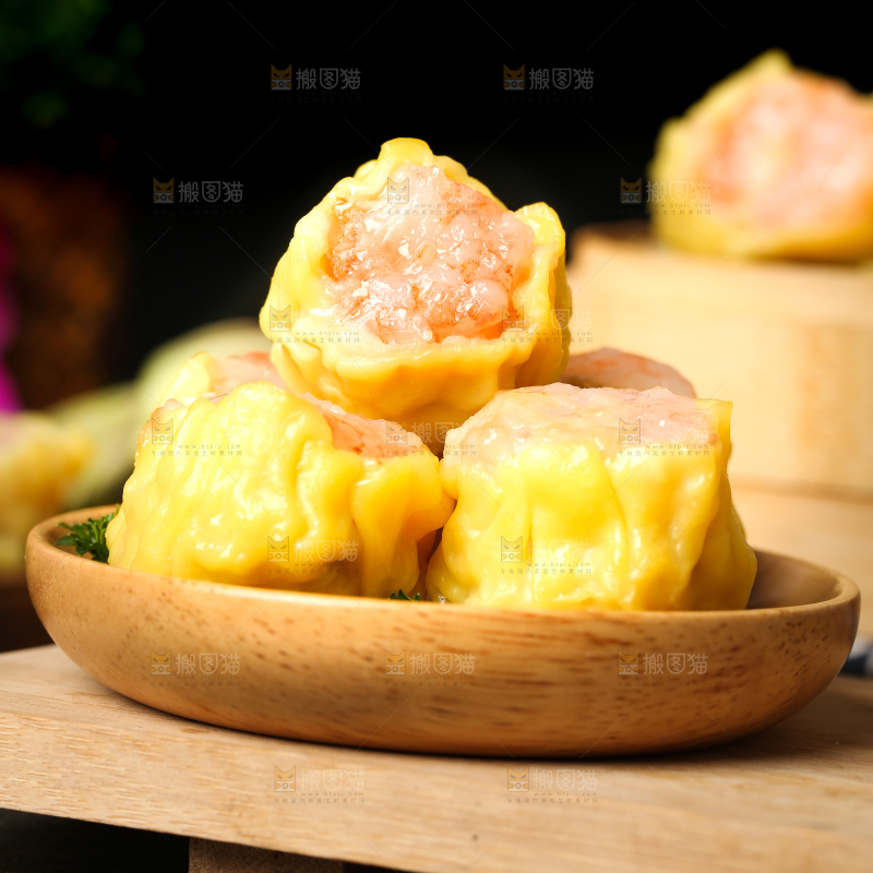 深底上的虾肉烧卖