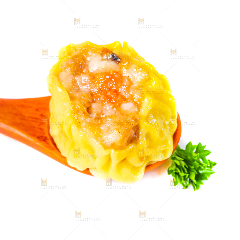 白底上的虾肉烧卖