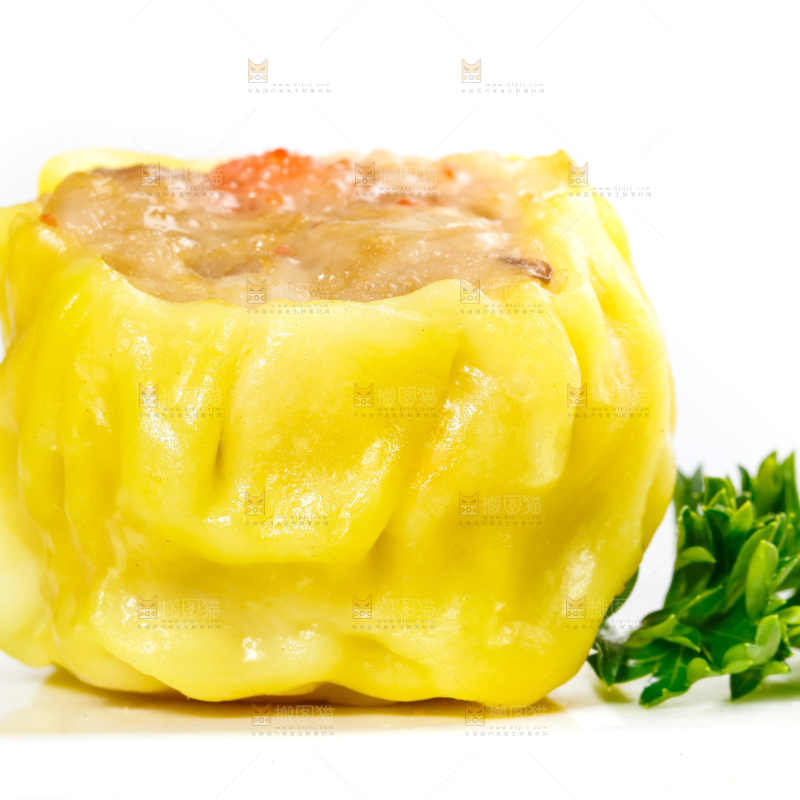 白底上的虾肉烧卖