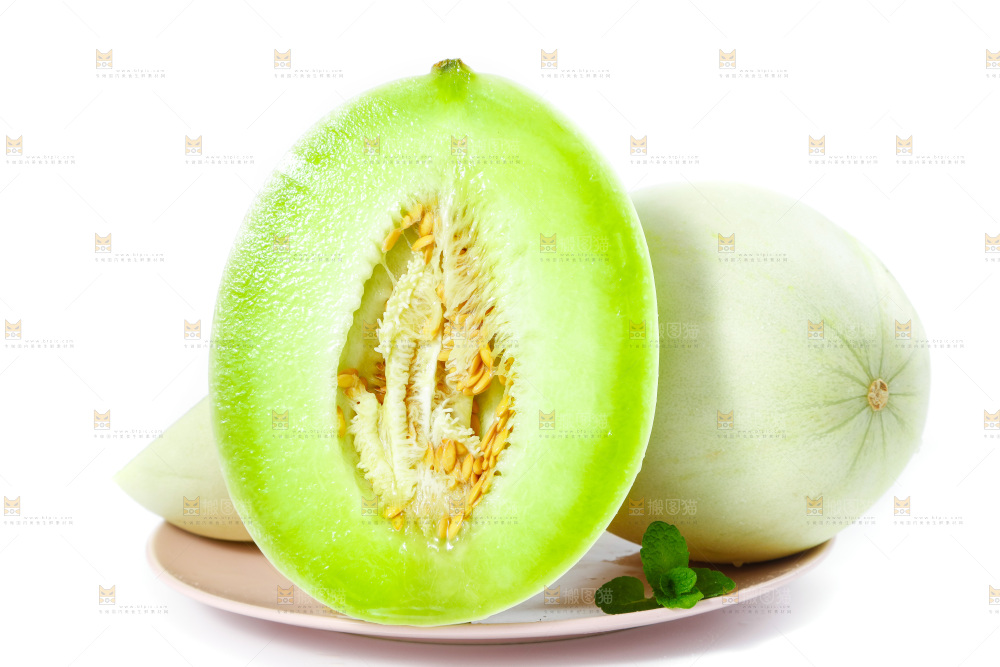 白底上的玉菇甜瓜