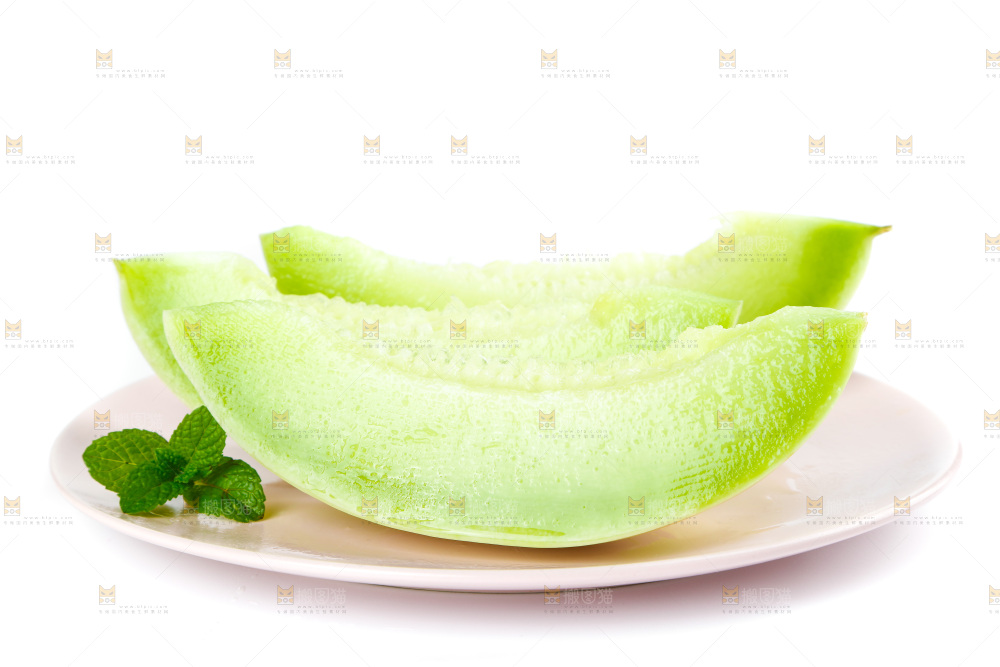 白底上的玉菇甜瓜