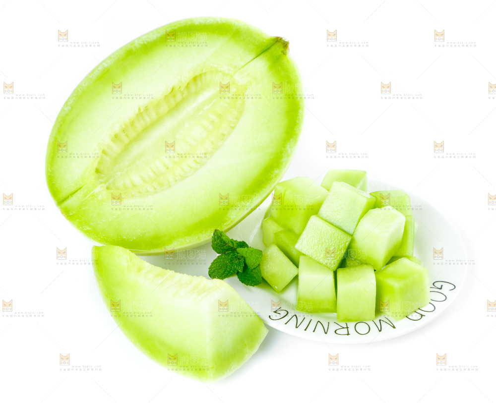 白底上的玉菇甜瓜