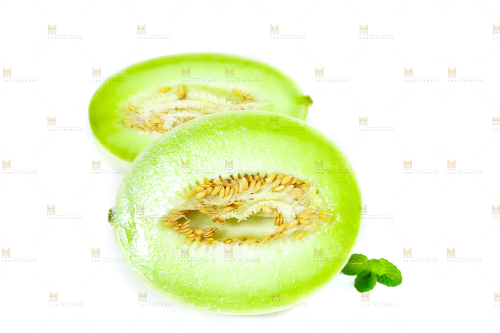 白底上的玉菇甜瓜