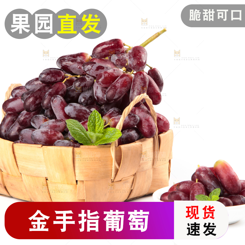 白底上的金手指葡萄