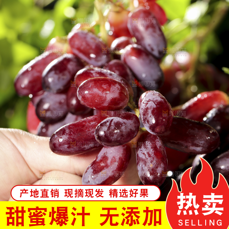 深底上的金手指葡萄