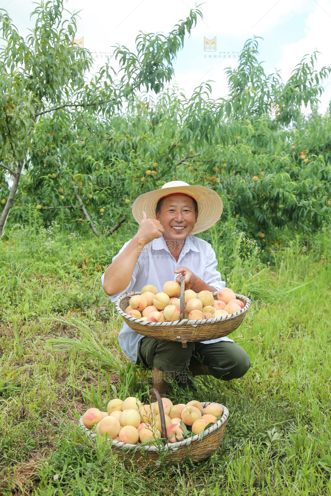 手里拿着现摘水蜜桃