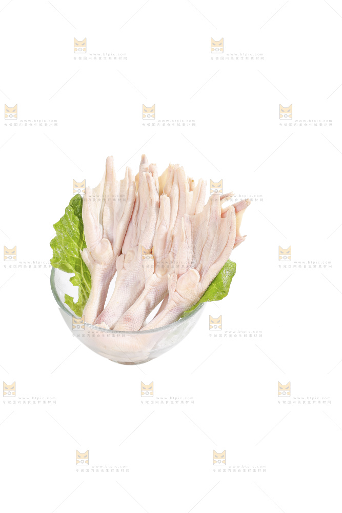 白底上的新鲜鸭掌