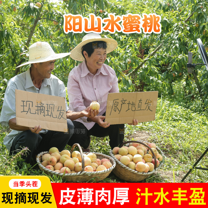 手里拿着现摘水蜜桃