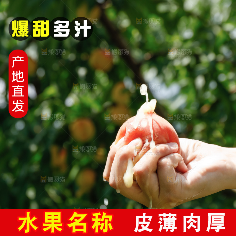 手里拿着现摘水蜜桃