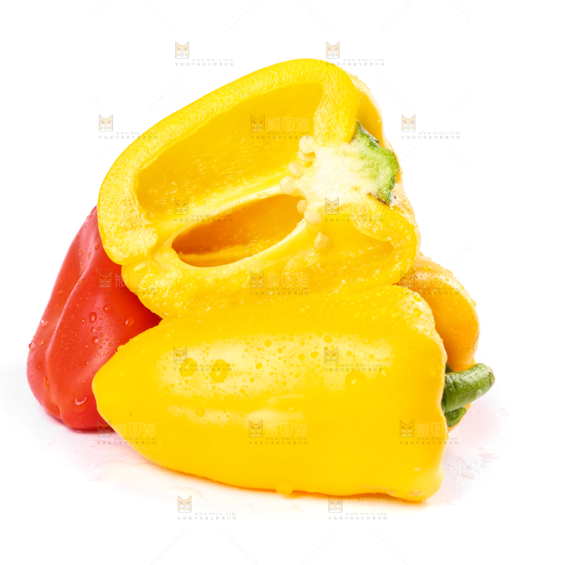 白底上的水果彩椒
