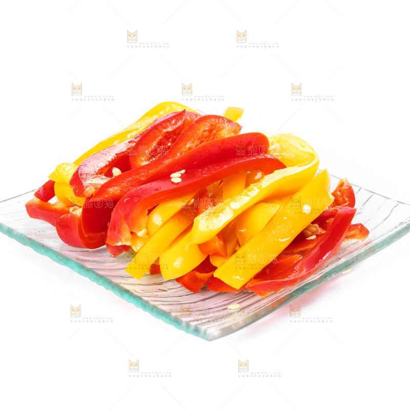 白底上的水果彩椒