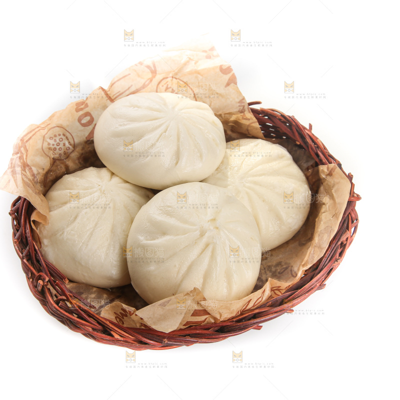 白底上的酱肉包子