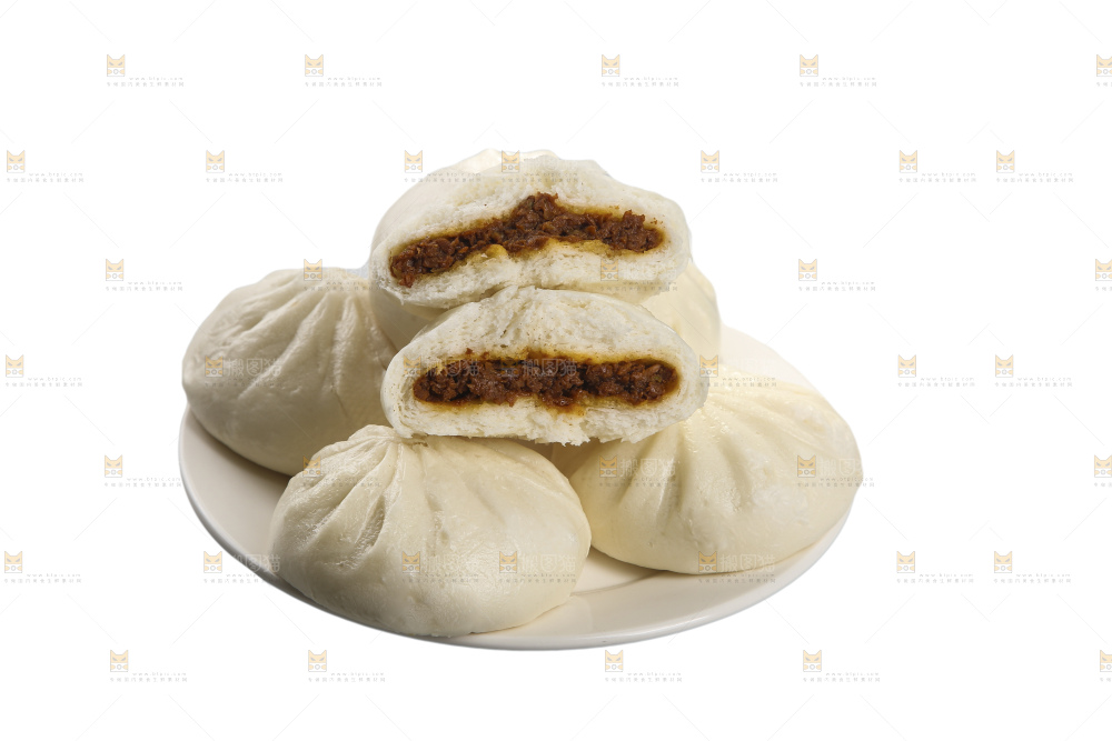 白底上的酱肉包子