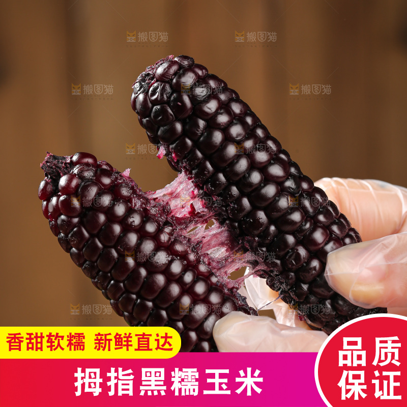 木底上的黑糯拇指玉米
