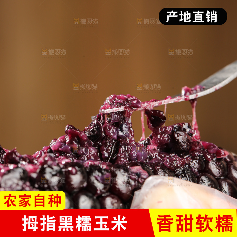 木底上的黑糯拇指玉米