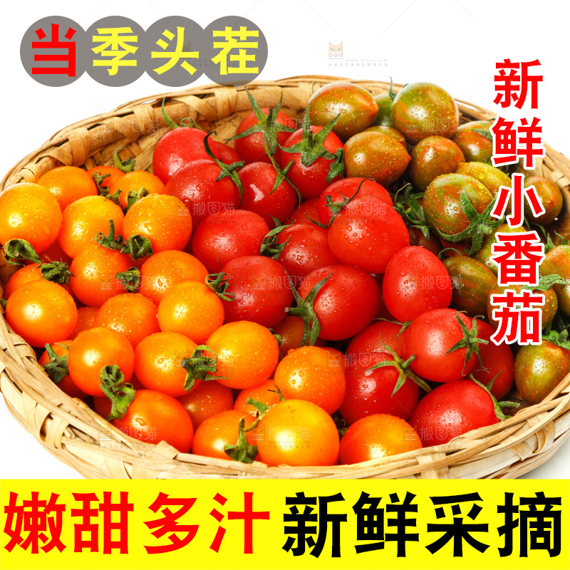 白底上的三色圣女果