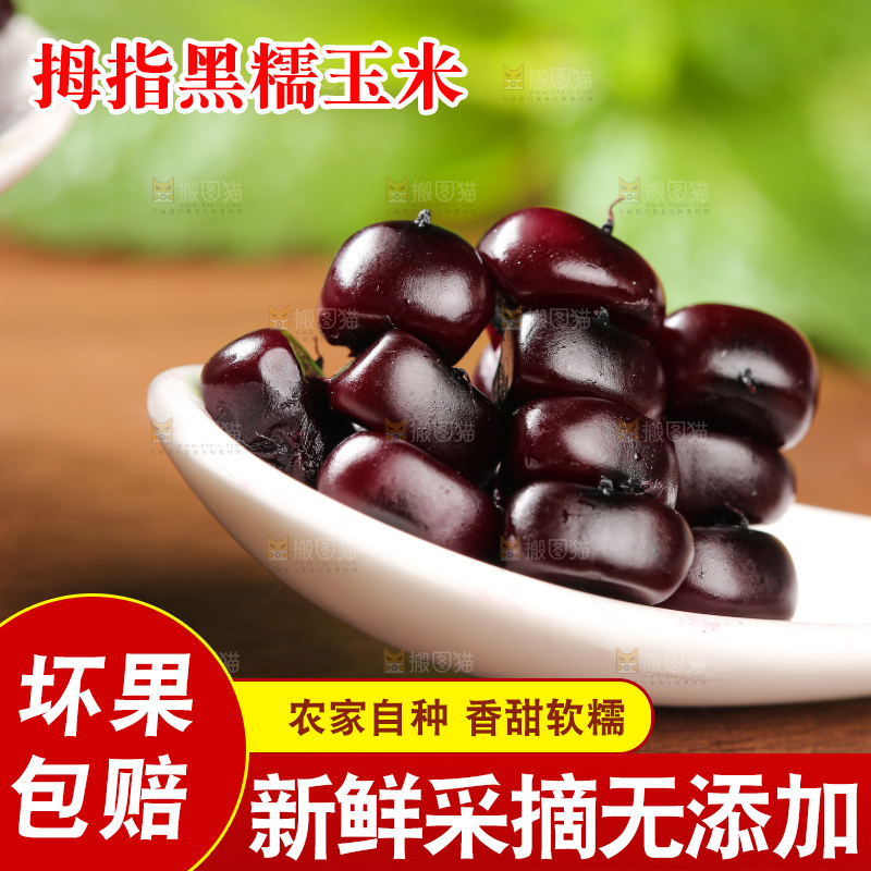木底上的黑糯拇指玉米