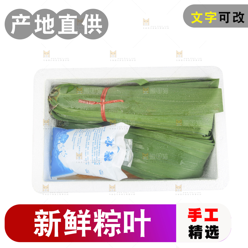白底上的新鲜粽叶