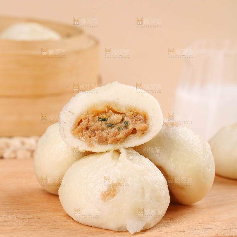 浅底上的发面小笼包