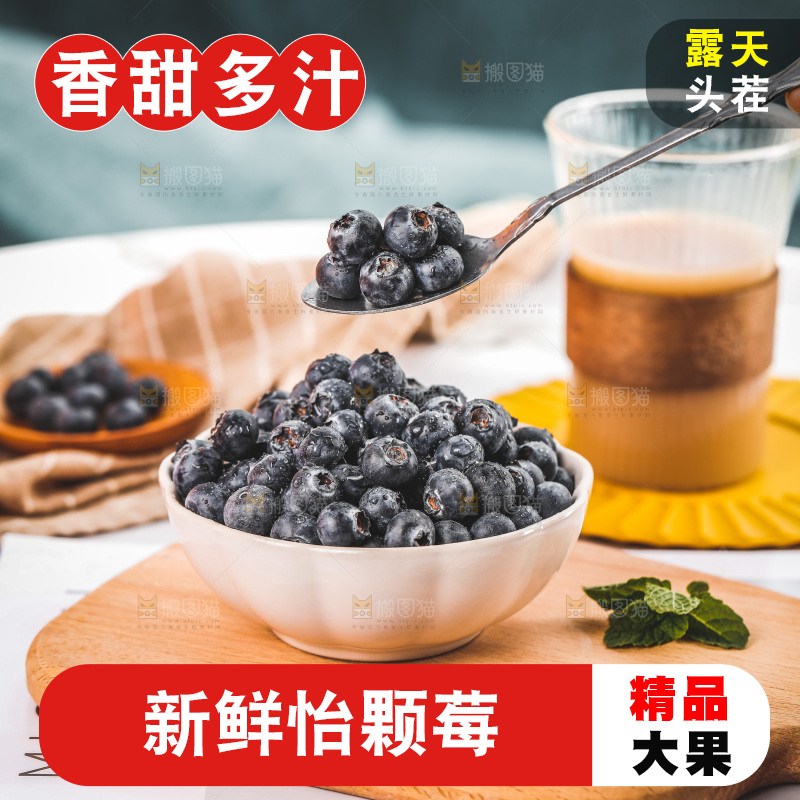 浅底上的新鲜蓝莓