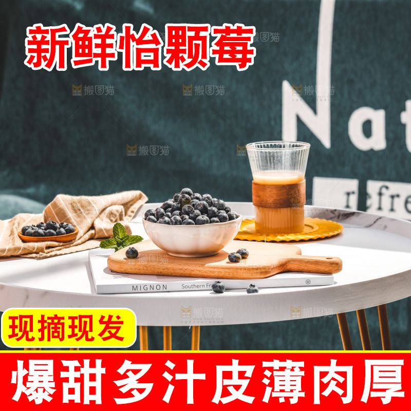 浅底上的新鲜蓝莓