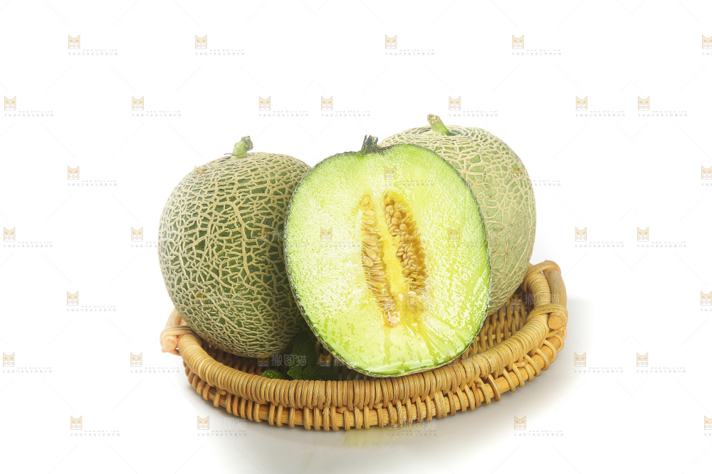 白底上的网纹蜜瓜