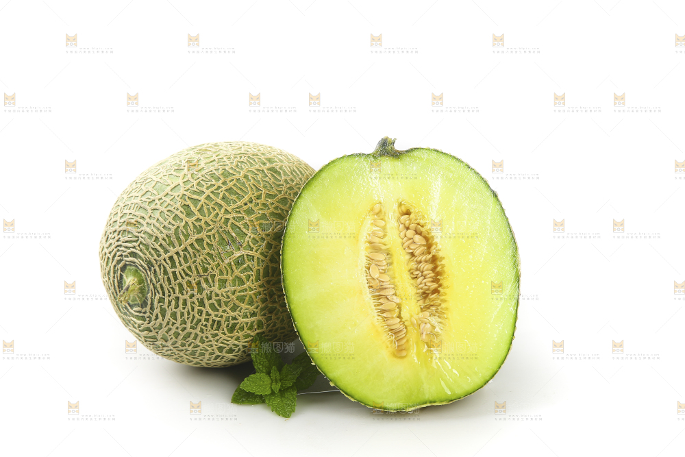 白底上的网纹蜜瓜