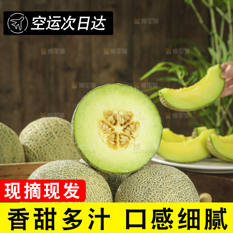木底上的网纹蜜瓜