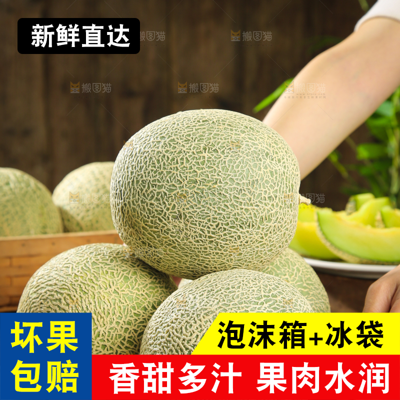 木底上的网纹蜜瓜