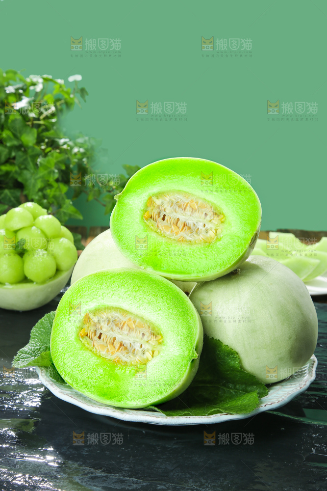 深底上的玉菇甜瓜
