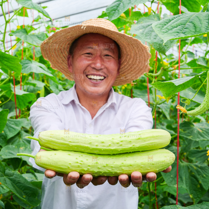手里拿着白玉黄瓜
