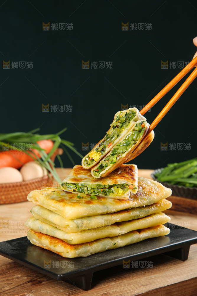 木底上的韭菜盒子