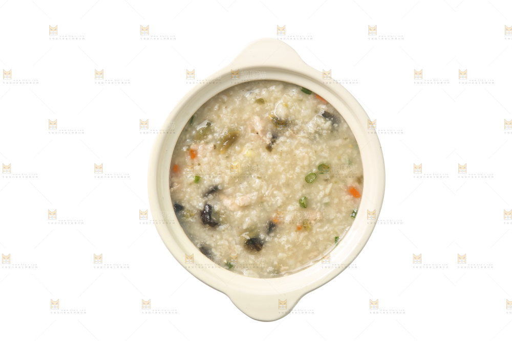 白底上的皮蛋瘦肉粥