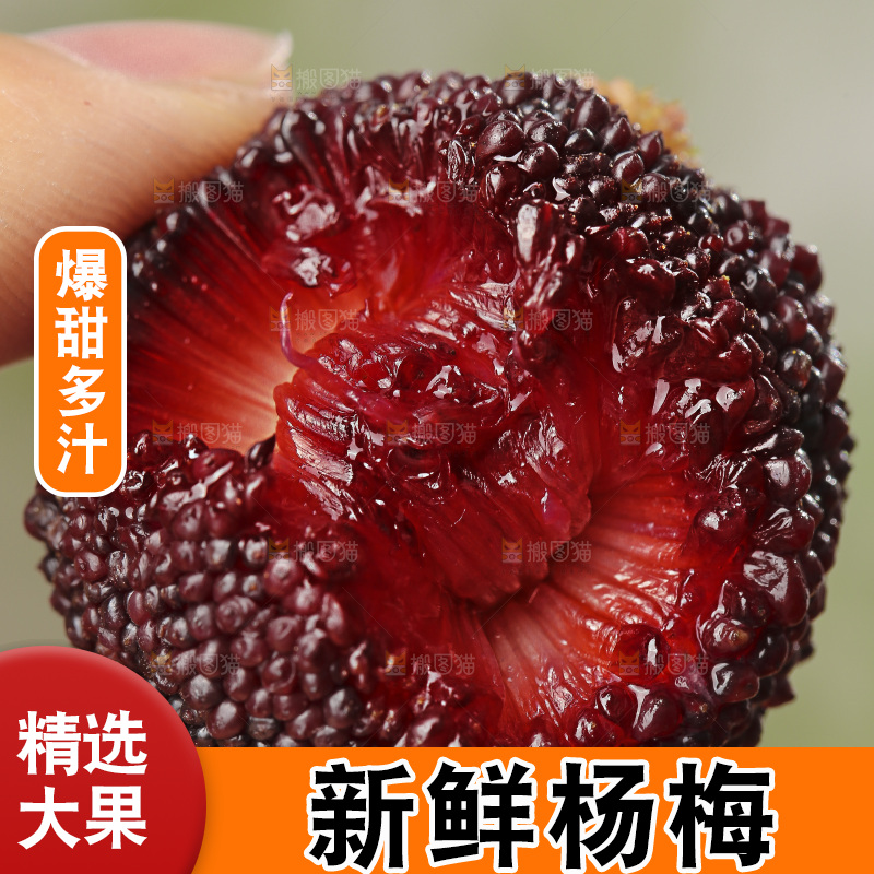 木底上的新鲜杨梅