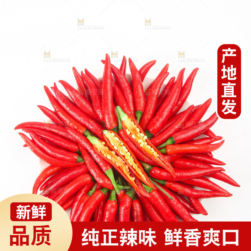 白底上的小米辣