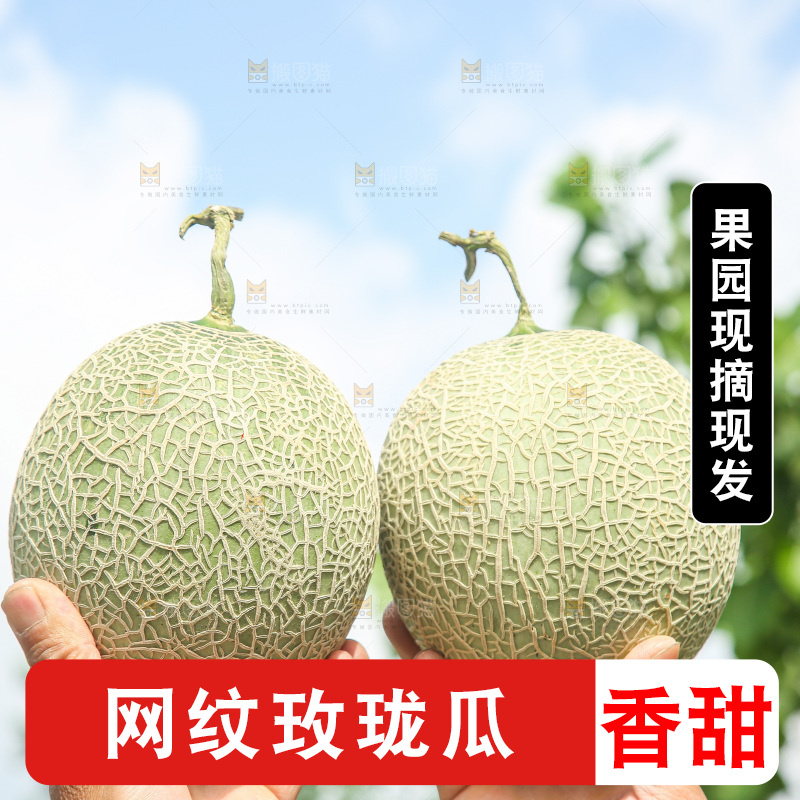手里拿着玫珑蜜瓜