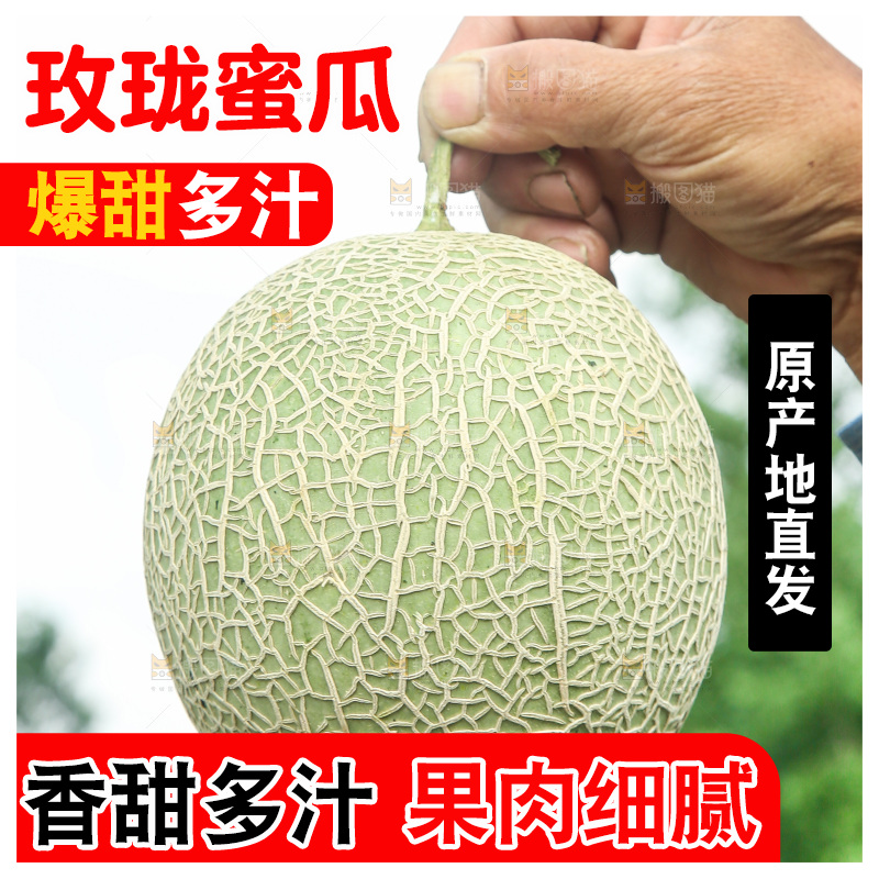手里拿着玫珑蜜瓜