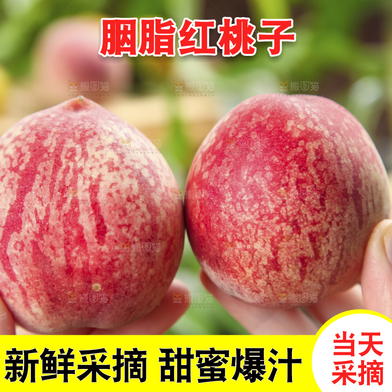 手里拿着胭脂红桃子