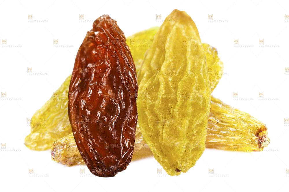 白底上的新疆葡萄干