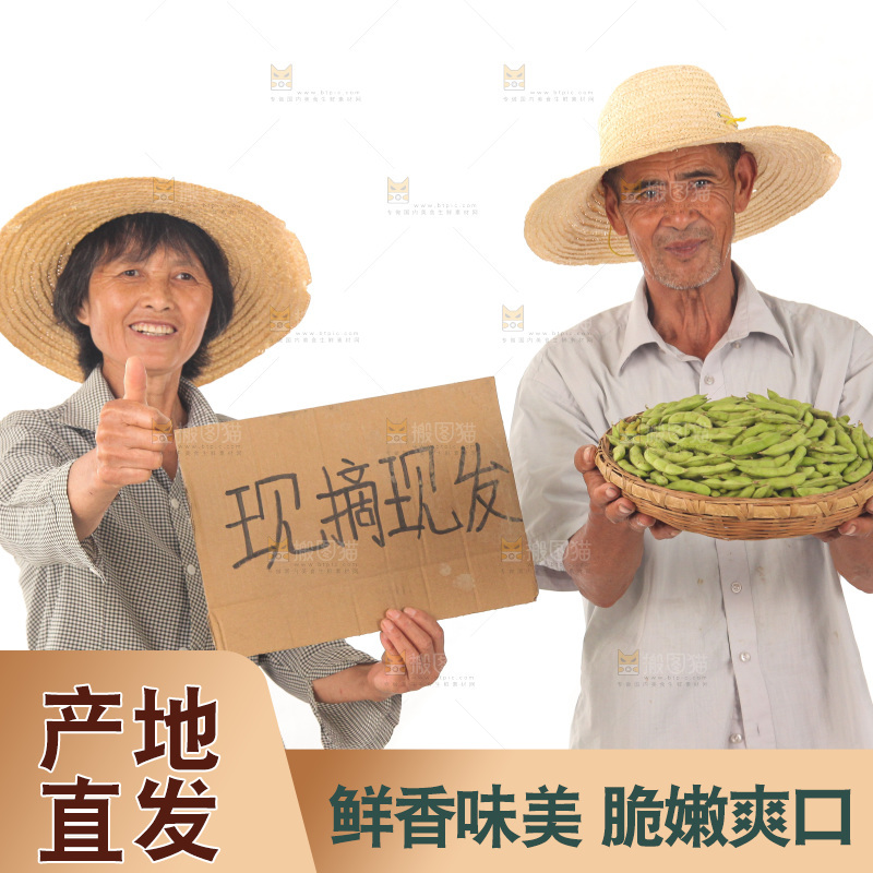 手里拿着现摘毛豆