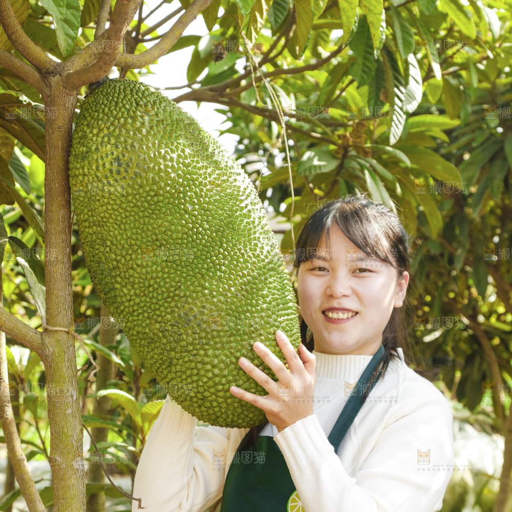 手里拿着新鲜菠萝蜜
