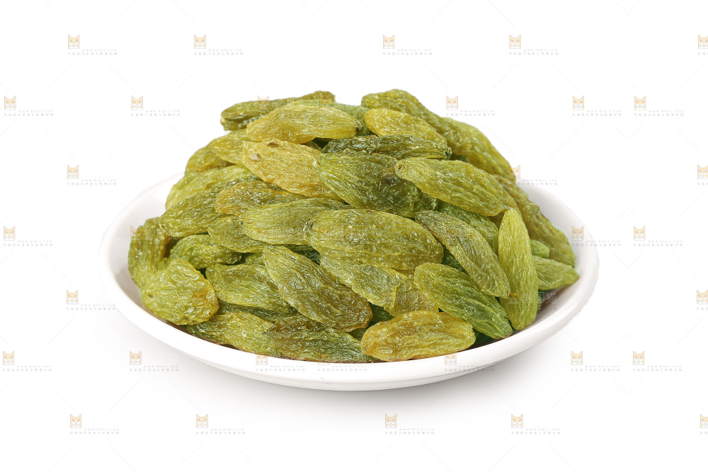 白底上的双色葡萄干